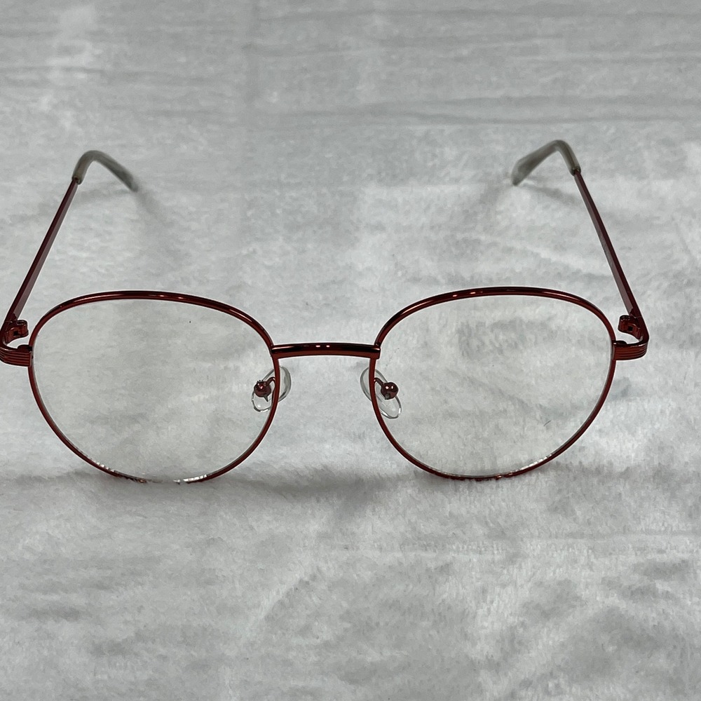 Zigi & Marais Round Metallic Red Eyeglasses Women's Fashion Frames Burgundy
